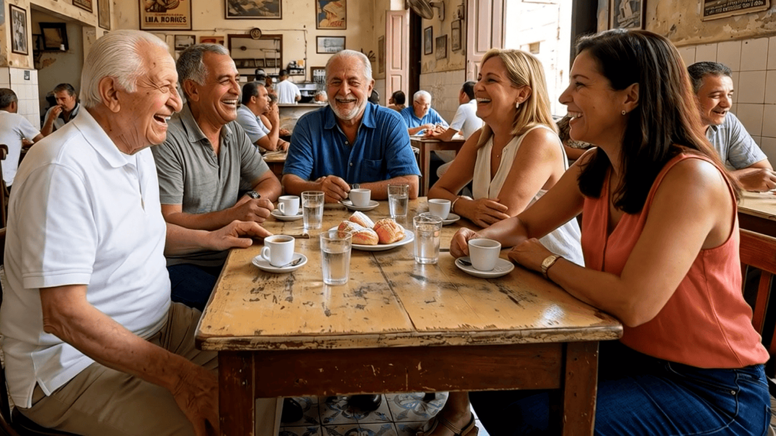 image of Chucho and his friends sharing a meal