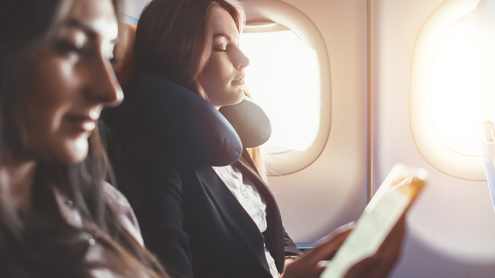 image of a person on a airplane relaxing