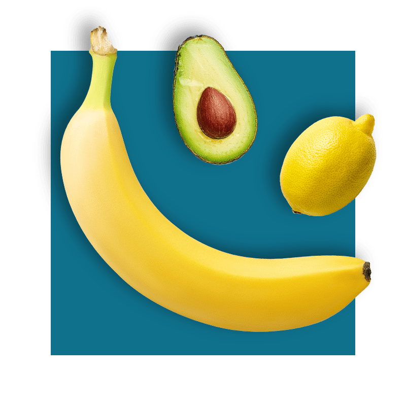 image of foods rich in magnesium - banana, avocado, lemon