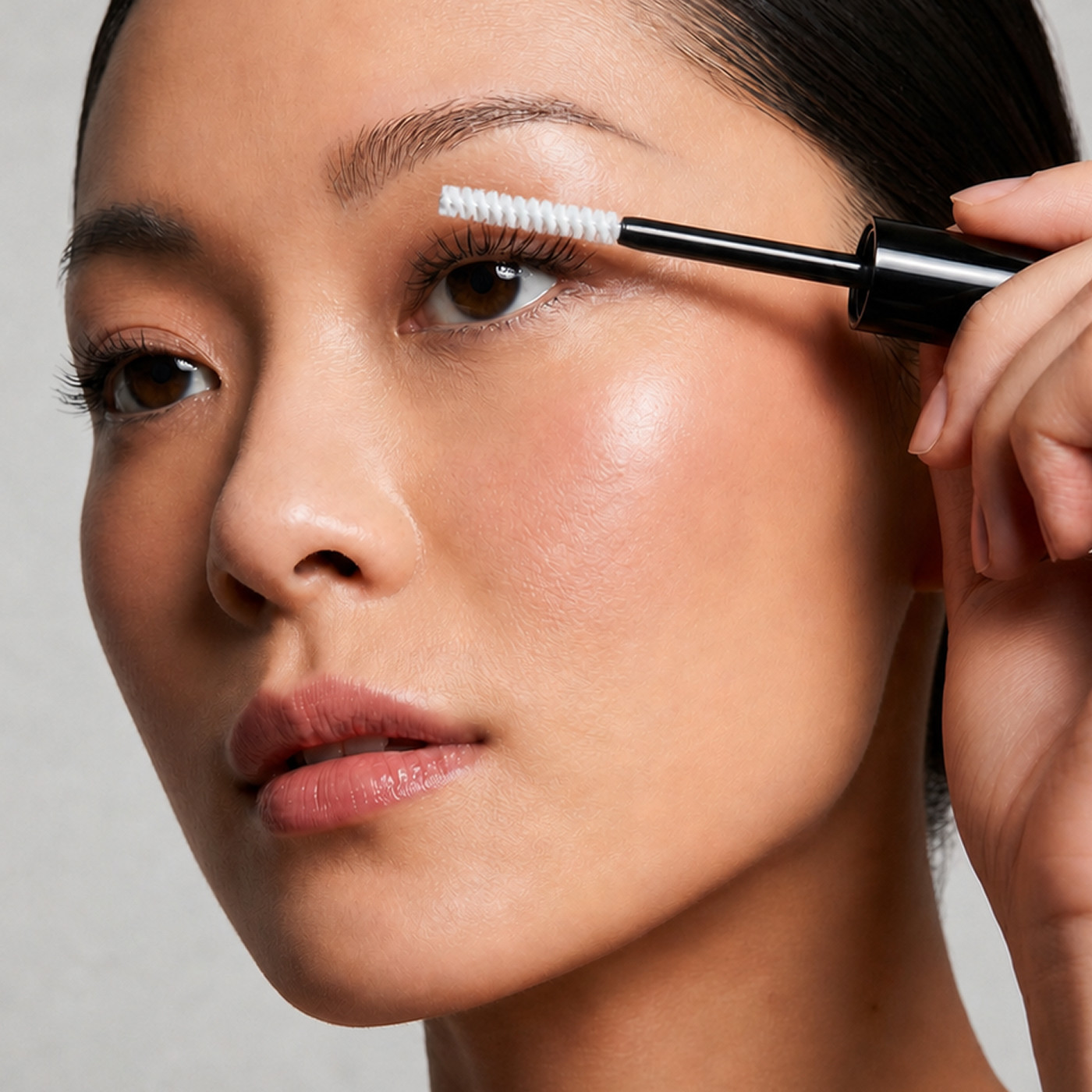 woman applying serum to lashes 
