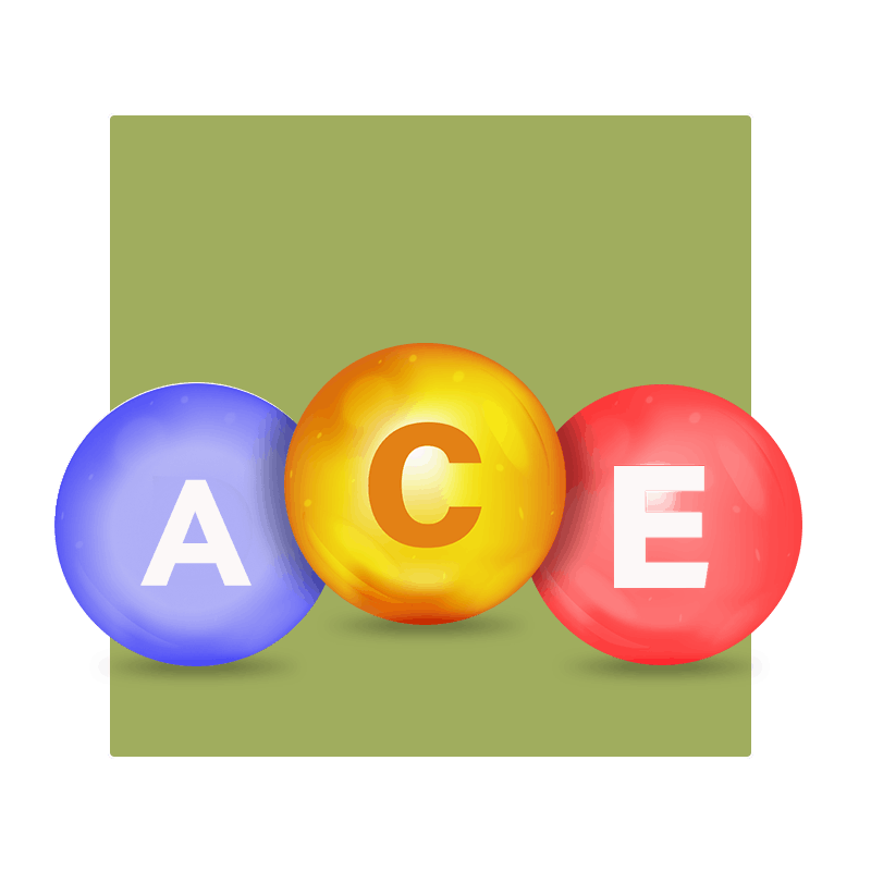 image of icons representing vitamins A, C, and E
