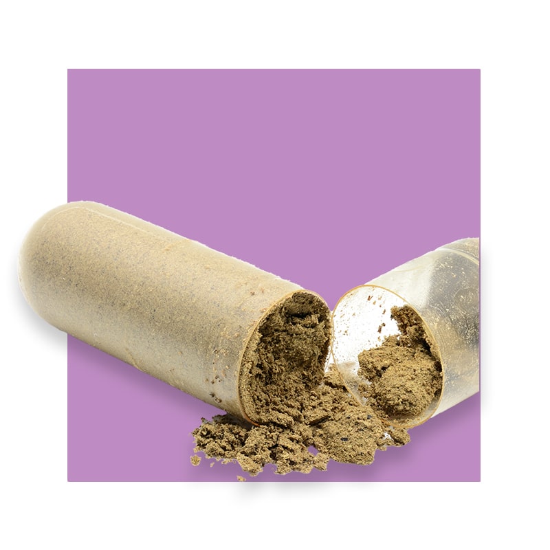 image of an open capsule with powder coming out of it