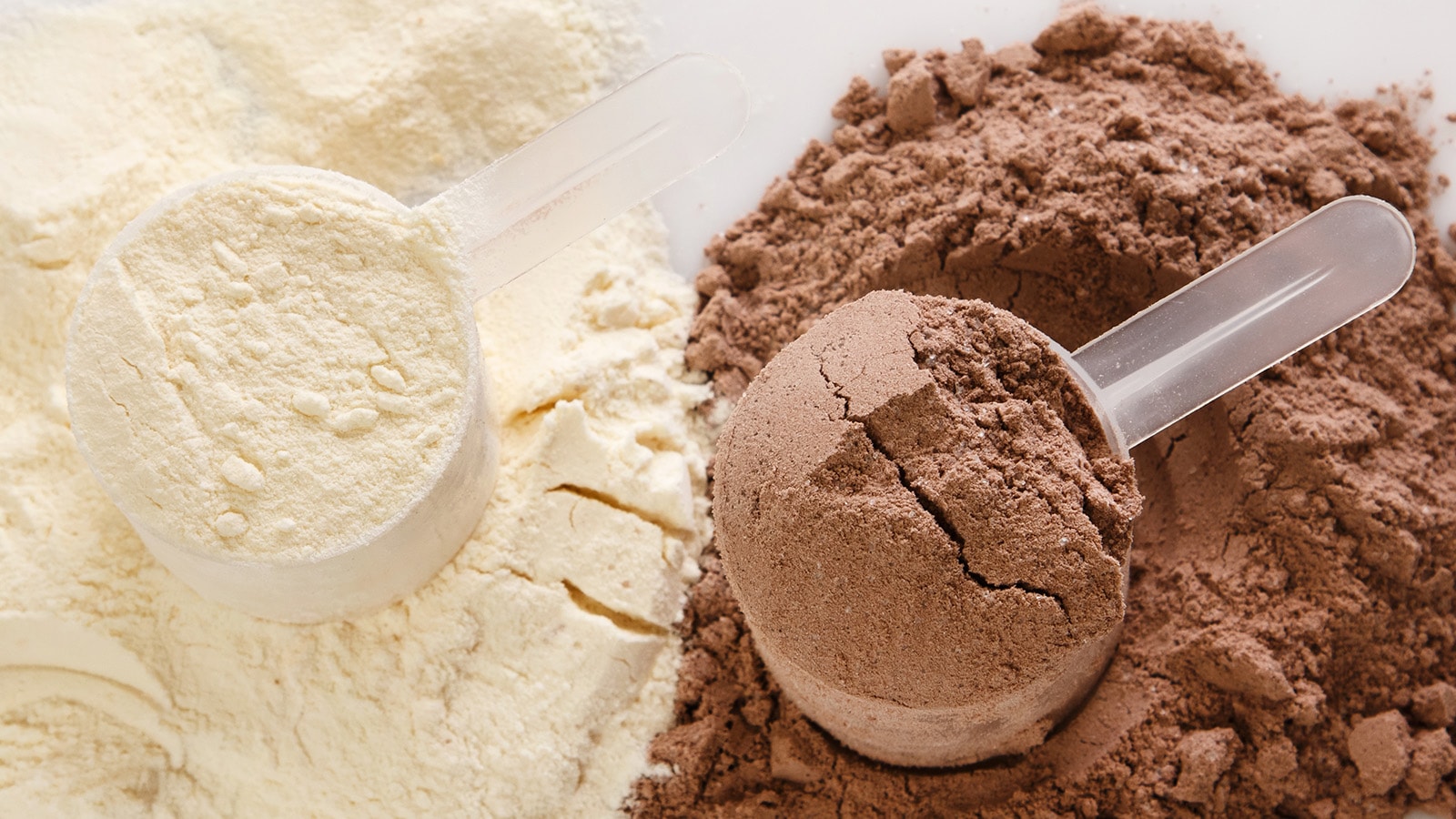 image of chocolate and vanilla protein powder