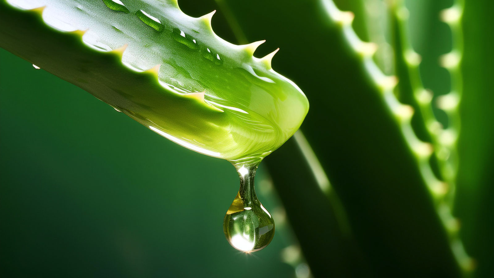 image of gel dripping from aloe leaves