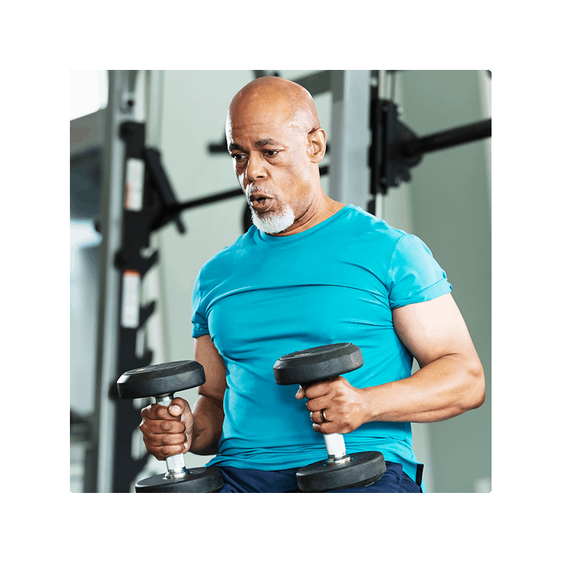 Elderly person working out