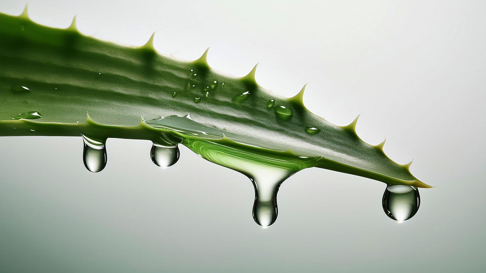 image of gel dripping from aloe leaf