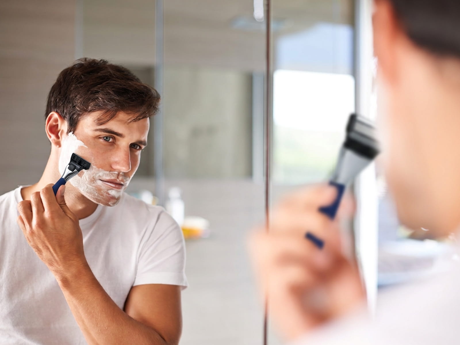 image of man shaving