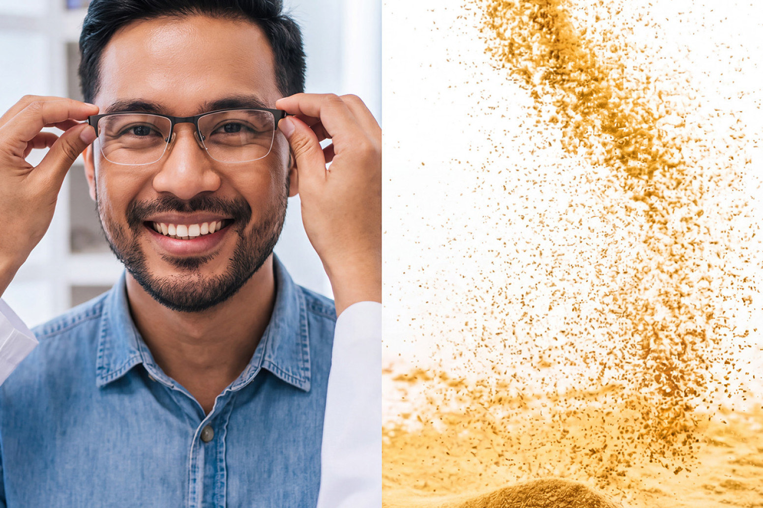 image of person trying on glasses